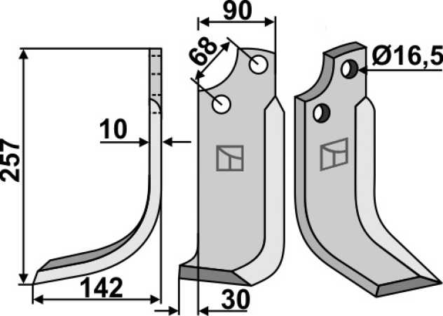 Fräsmesser 257x90mm, links